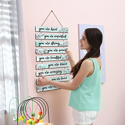 9 Pieces Inspirational Floral Wall Decors Light Purple Wooden Hanging Wall Art Q59768