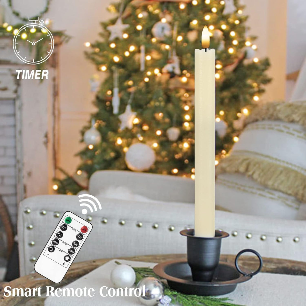 Flameless Taper Candles with Remote and Timer, 6 Pack E2451