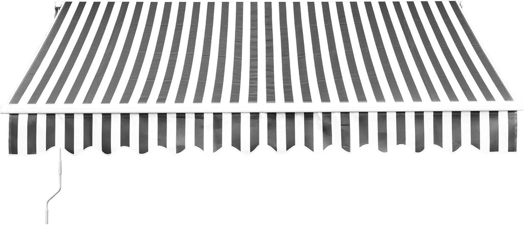 12x10 Feet Manual Retractable Patio Awning Canopy (Grey) U8649