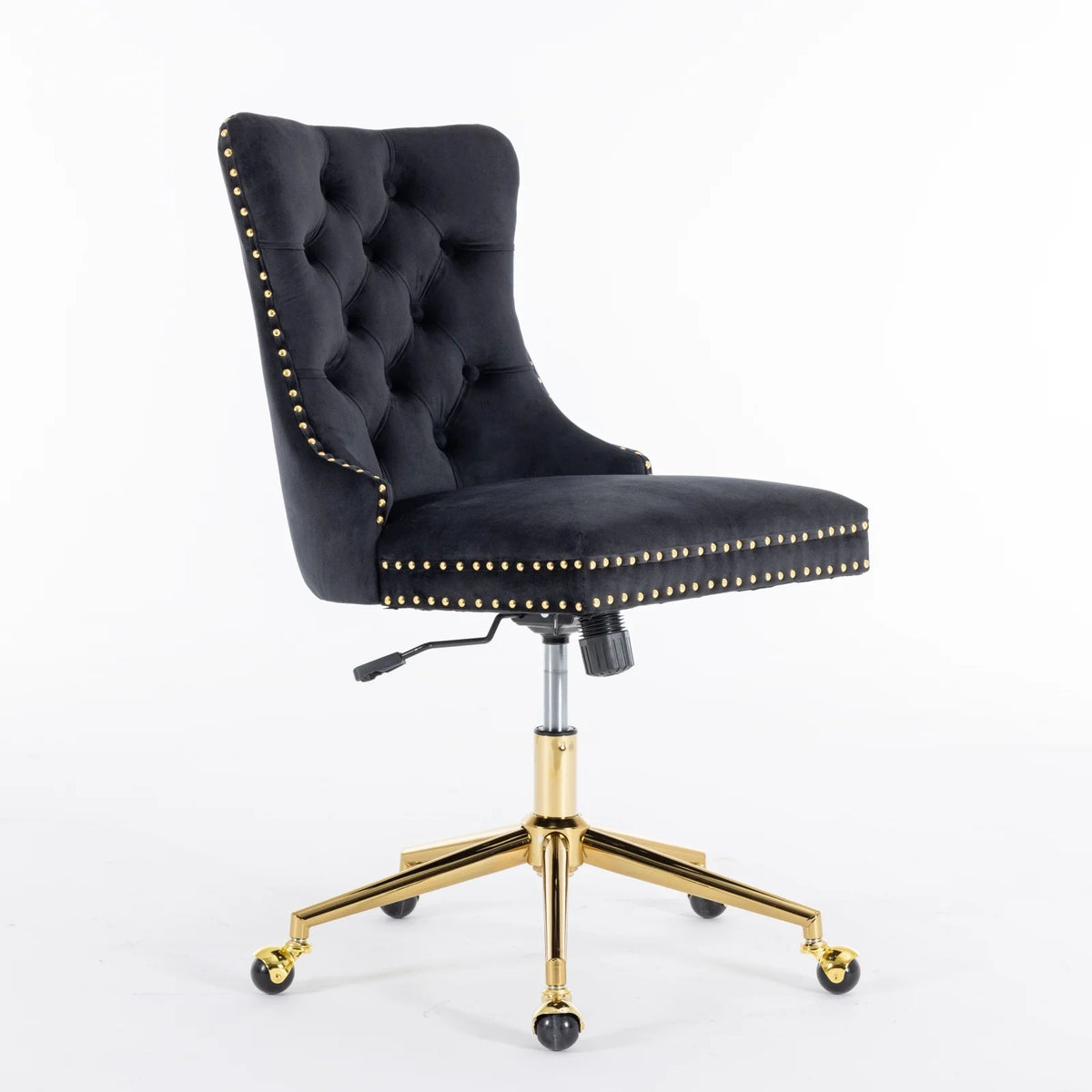 Black Velvet Office Chair with Golden Metal Base Z30196