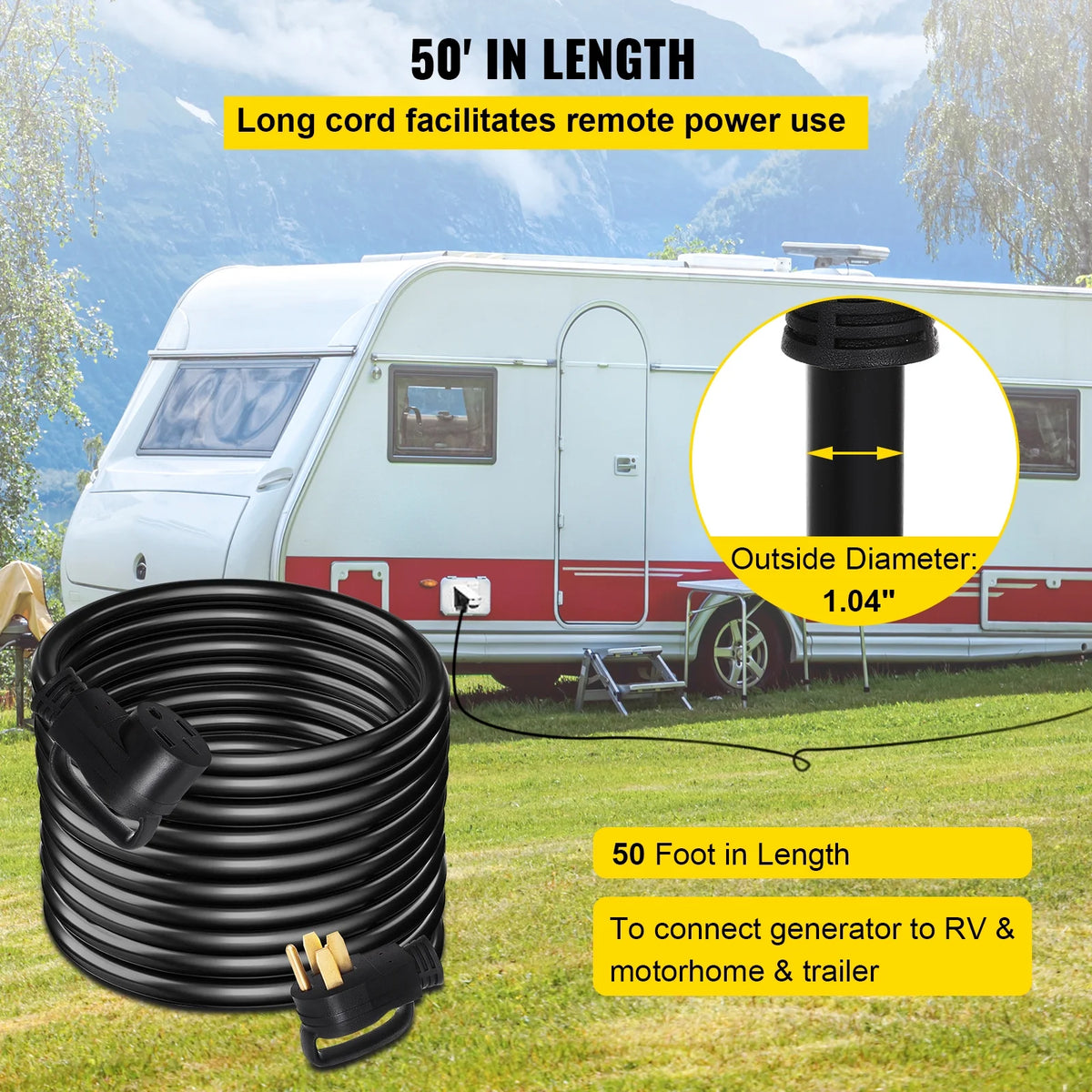 50 ft 50 Amp RV Extension Cord with Molded Connector V78194