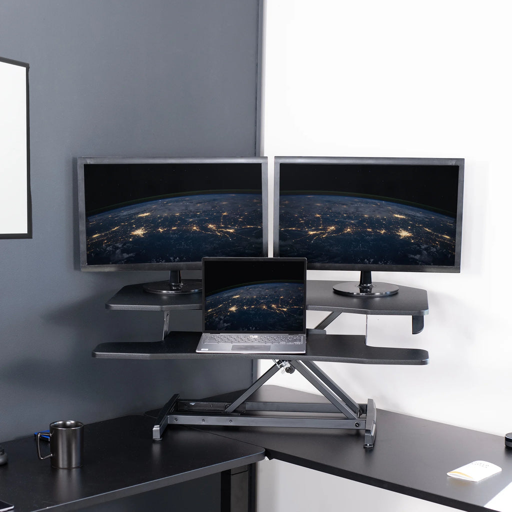 Black Corner Height Adjustable Standing Desk L69094