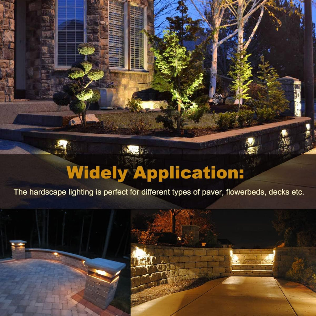 8-Pack 7 Inch 4W LED Hardscape Paver Light, IP65 Waterproof, Soft White 2700K T1334