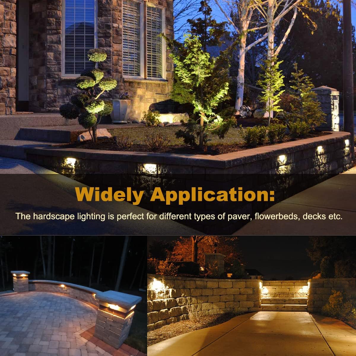 8-Pack 7 Inch 4W LED Hardscape Paver Light, IP65 Waterproof, Soft White 2700K T1334