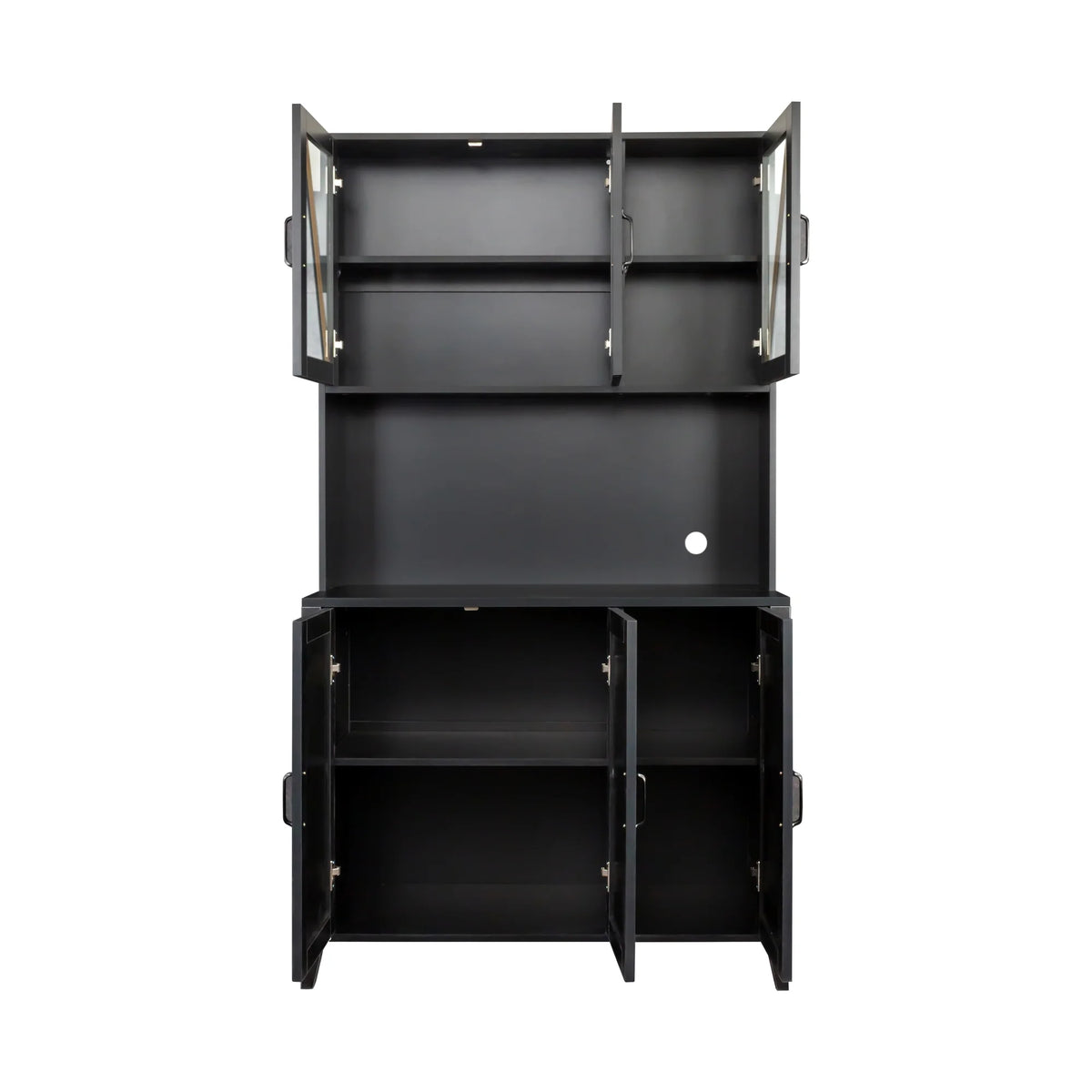 Black Kitchen Hutch Cabinet with Glass Doors L138