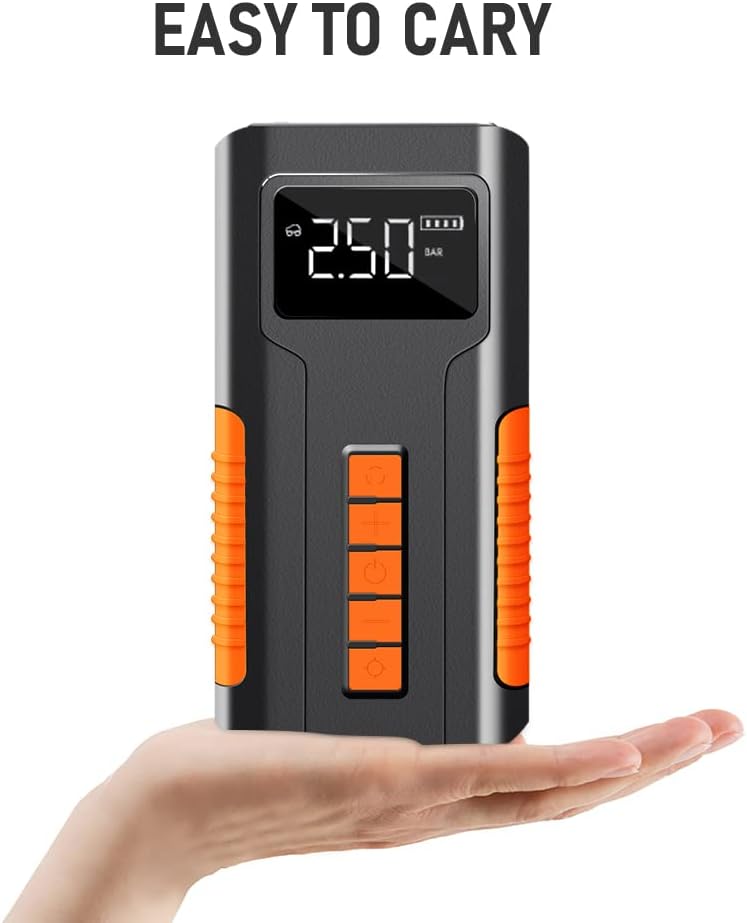 Portable Tire Inflator, 150 PSI Mini Air Compressor, 6000mAh Rechargeable Battery, Digital LCD Pressure Gauge, LED Flashlight, Pack of 2 G41326