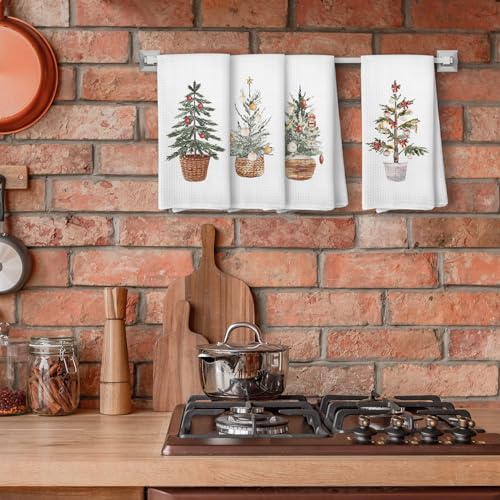 Christmas Tree Kitchen Towels, 16x24 Inch Set of 4 N806