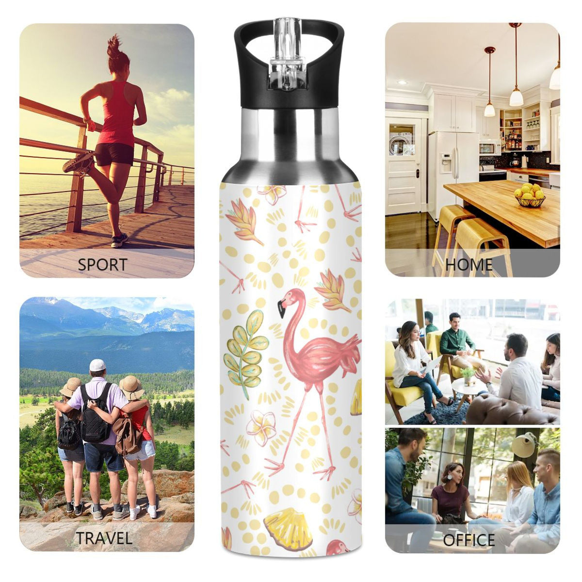 20 oz Insulated Stainless Steel Water Bottle with Straw Lid N778
