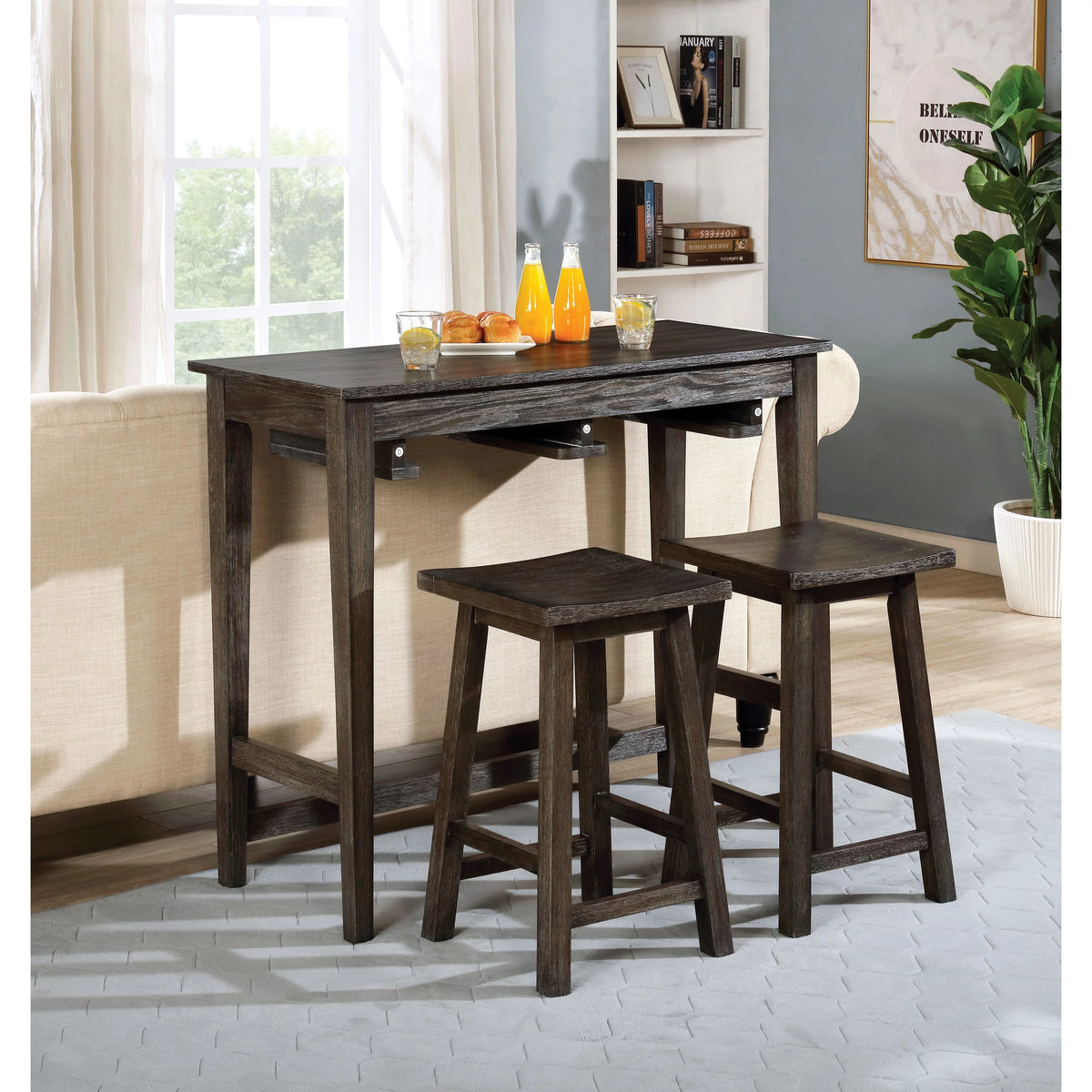 Solid Wood 3-Piece Bar Table Set L62605