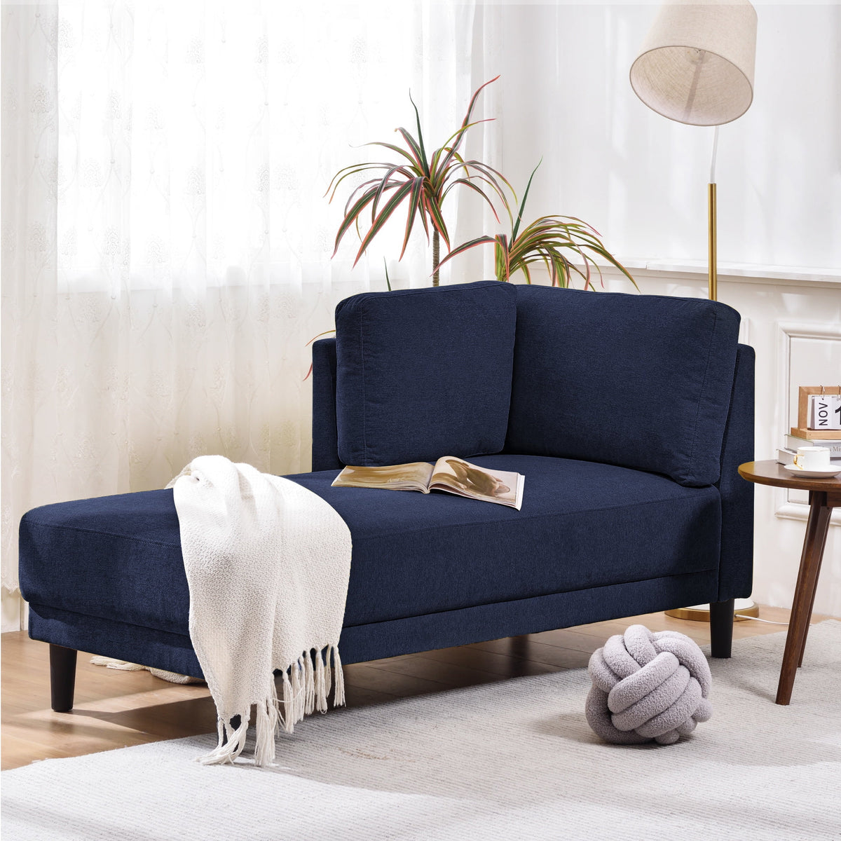 65" Fabric Upholstered Corner Lounge Chair J844059