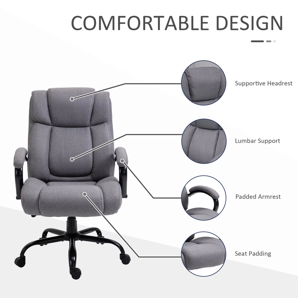Light Grey Linen Fabric High Back Executive Office Chair V924901
