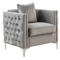Gray Velvet Sofa Armchair with 1 Pillow B8369