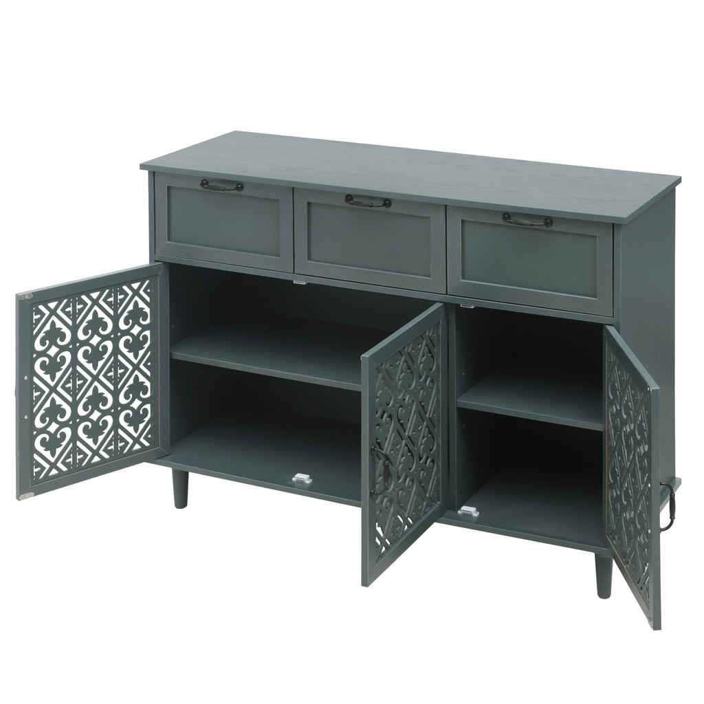 Dark Green 3 Door 3 Drawer Sideboard Storage Cabinet M685376