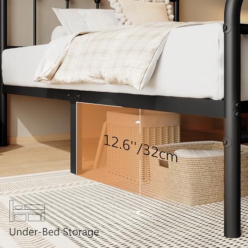 Full Size Black Metal Platform Bed Frame with Headboard and Footboard D408977