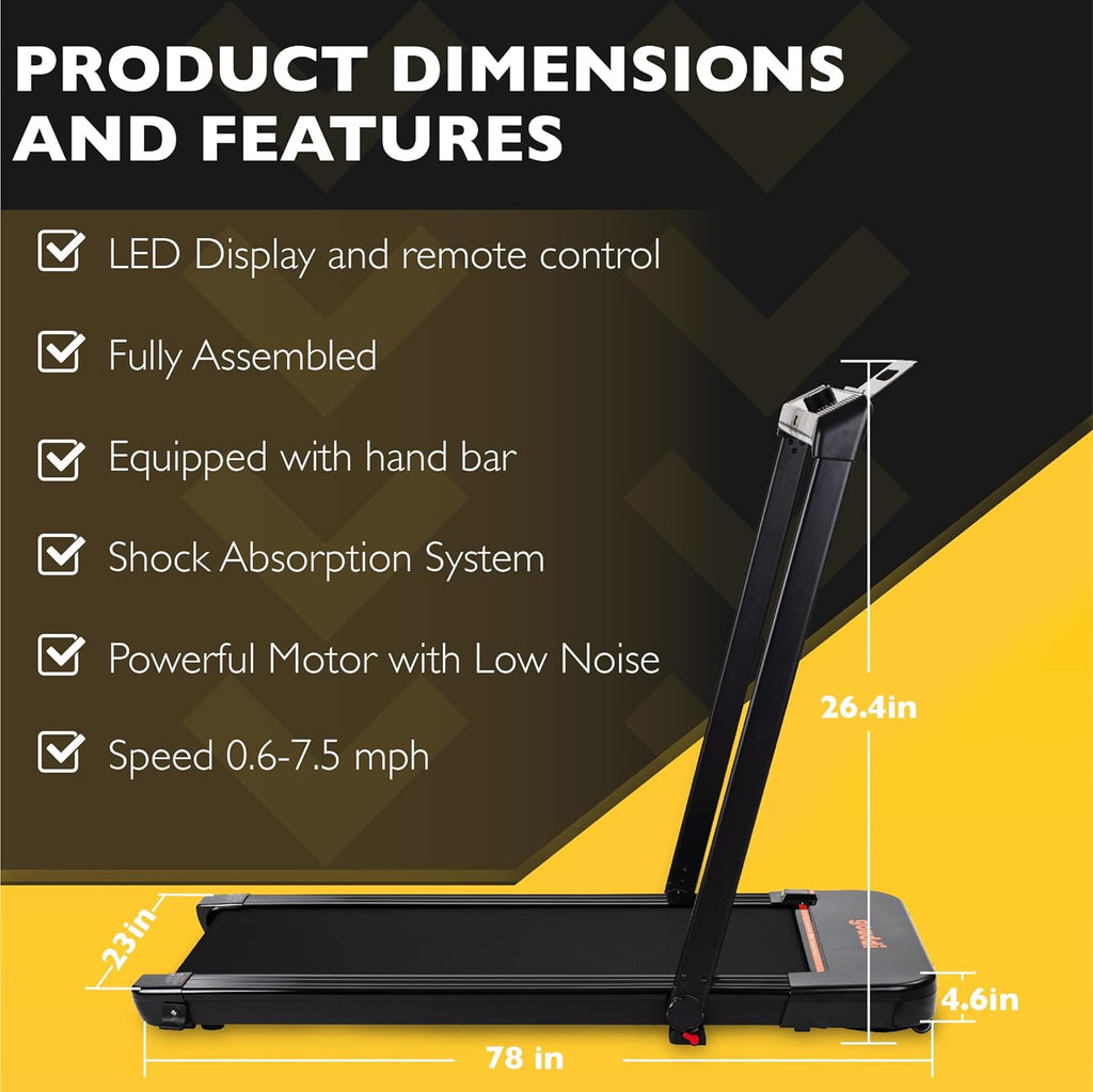 Under Desk Treadmill, 480W Foldable Motorized Exercise Machine with Bluetooth Speaker and LED Display G300