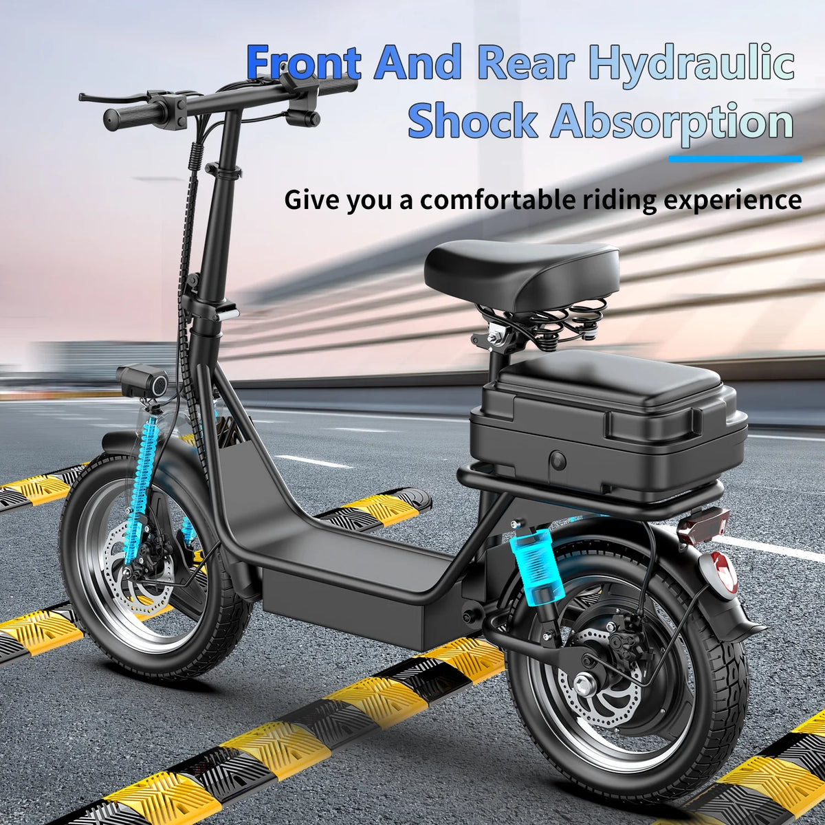 14" Tires 20MPH 25Miles Electric Scooter with Seat & Basket D81119