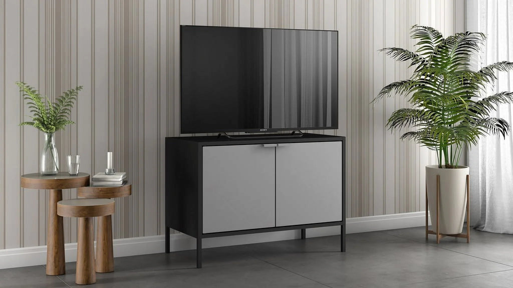 Black and Grey TV Stand Cabinet B122346