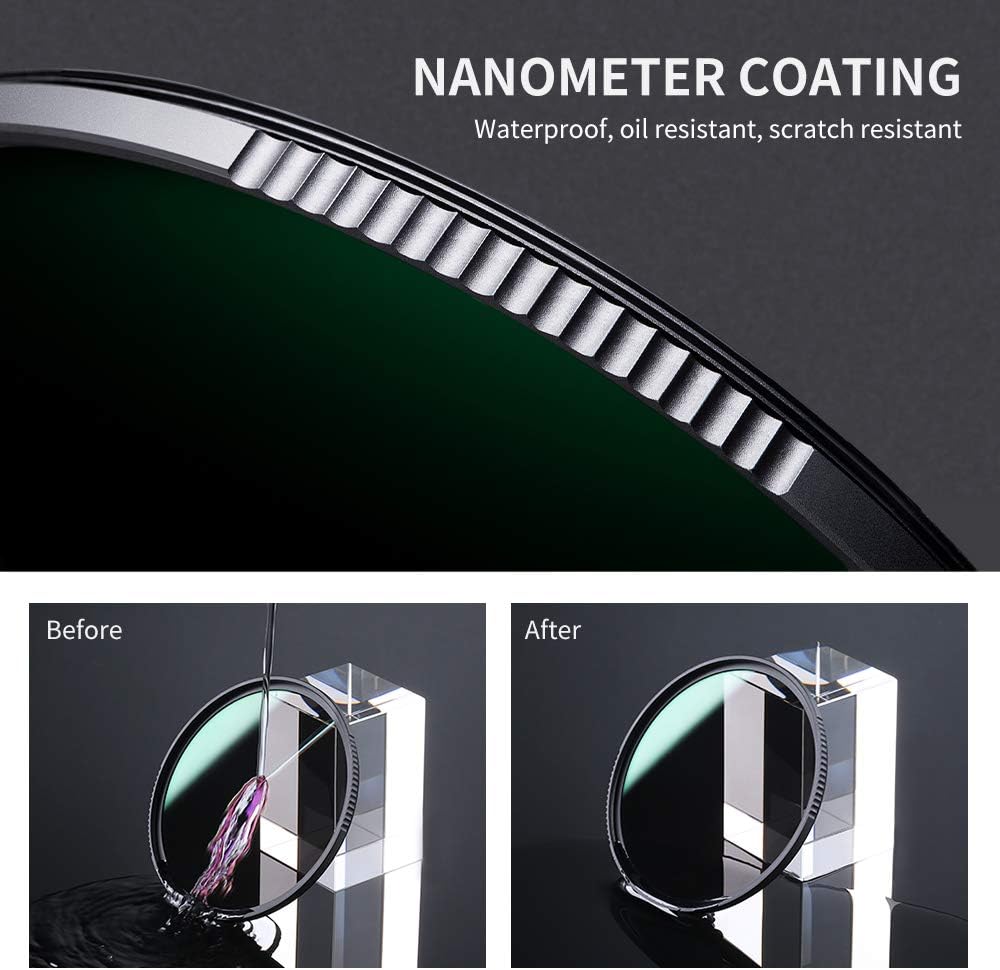 55mm Fixed ND Lens Filter Kit, Neutral Density ND4 ND8 ND64 ND1000 Filter Set with 4-Filter Pouch H6066