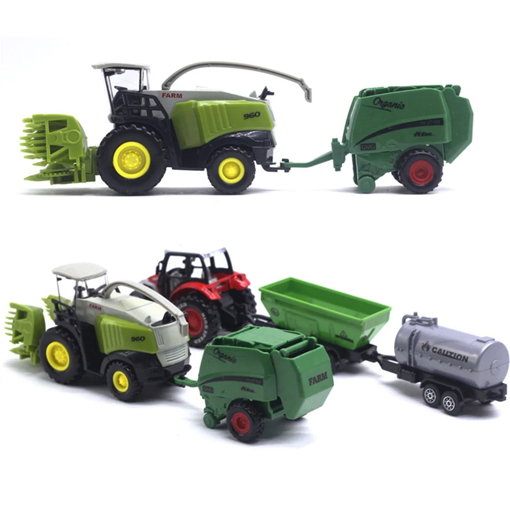 2Pcs 1/42 Diecast Tractor Harvester Farm Vehicle Car Model Toy P8746
