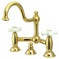 Polished Brass Lavatory Bridge Faucet with Brass Pop-Up N369