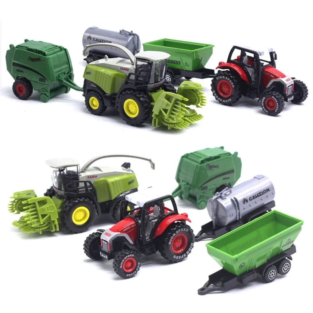 2Pcs 1/42 Diecast Tractor Harvester Farm Vehicle Car Model Toy P8746
