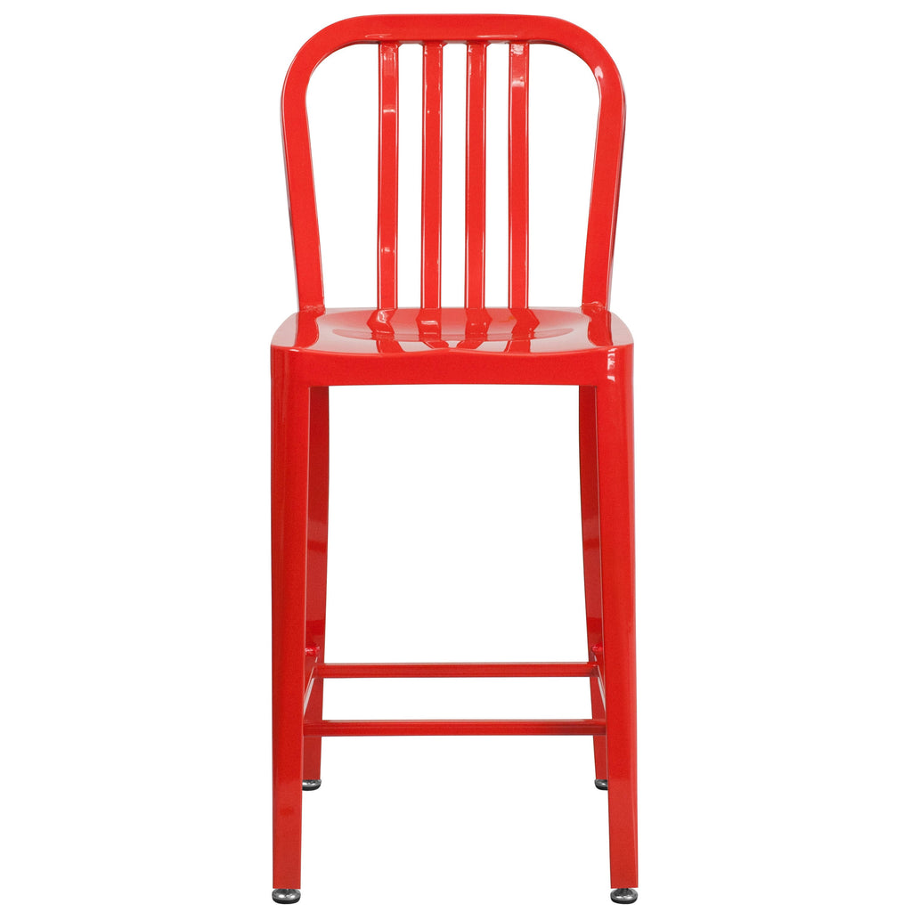 Red Metal Counter Stools L393