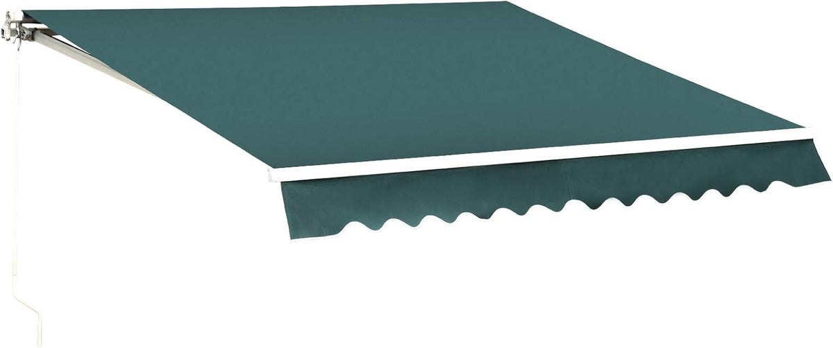 12x10 Feet Manual Retractable Patio Awning Canopy (Grey) U8649