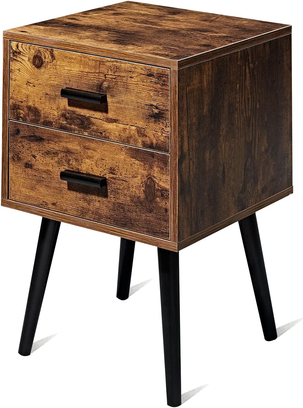 Rustic Brown Wooden Night Stand with 2 Drawers R379