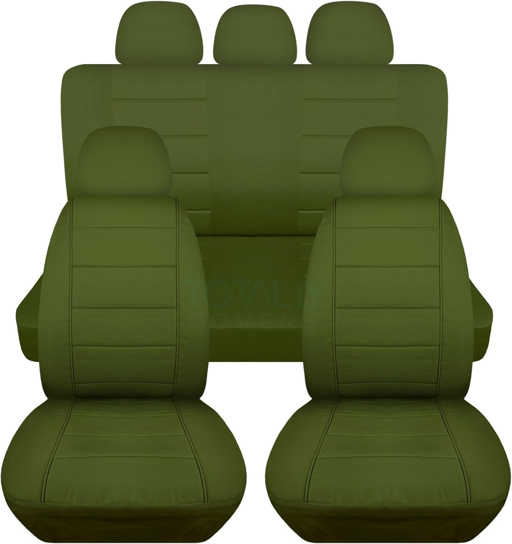 Charcoal Solid Car Seat Covers Full Set with 5 Headrest Covers E5783