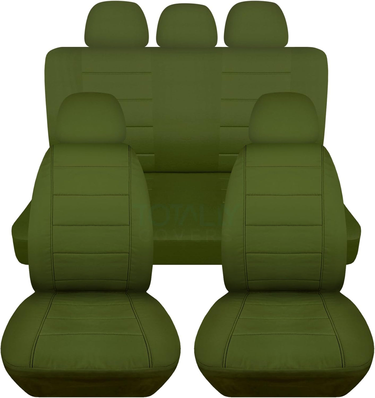 Charcoal Solid Car Seat Covers Full Set with 5 Headrest Covers E5783