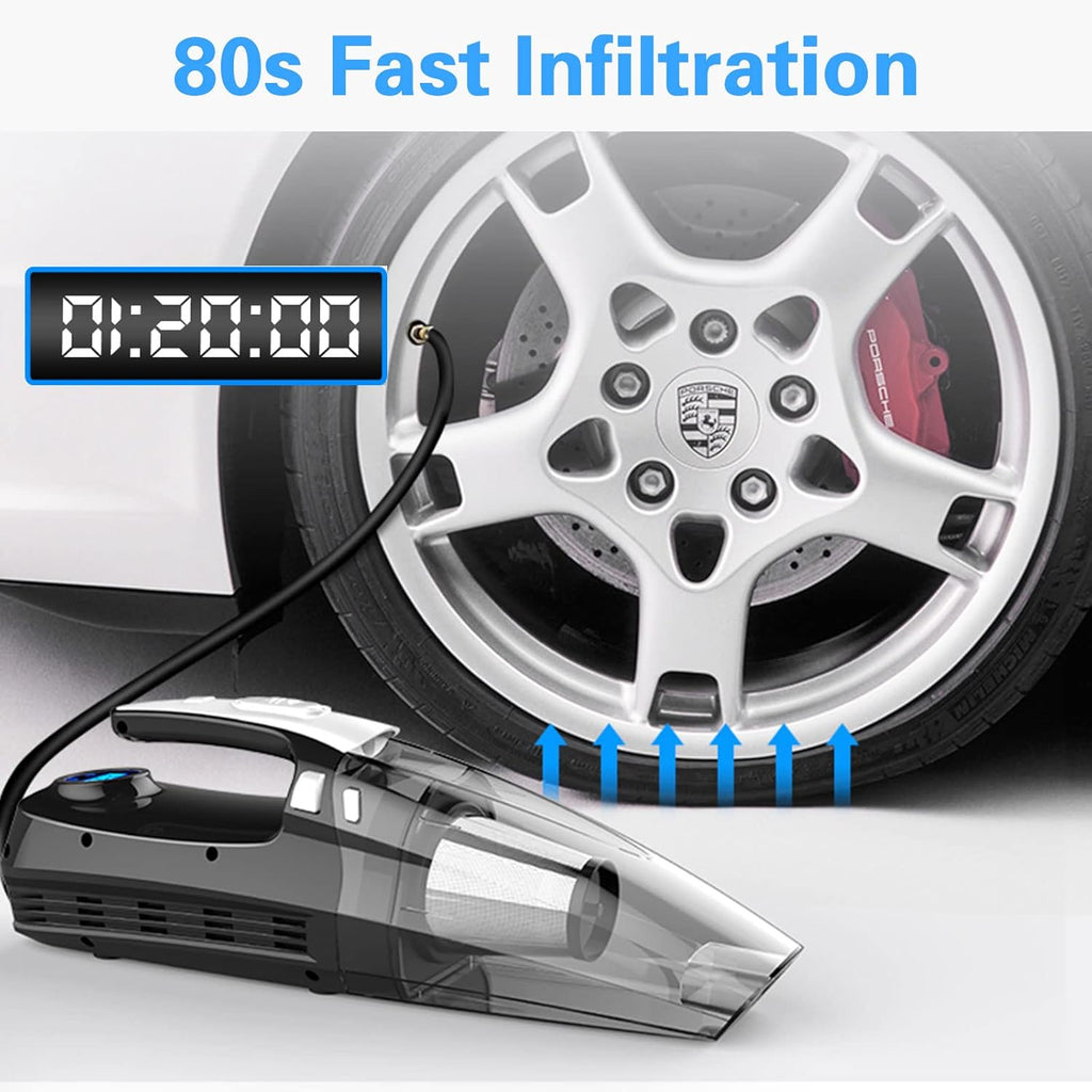 4-in-1 Cordless Handheld Car Vacuum with LED Light, Pack of 2 Q7402
