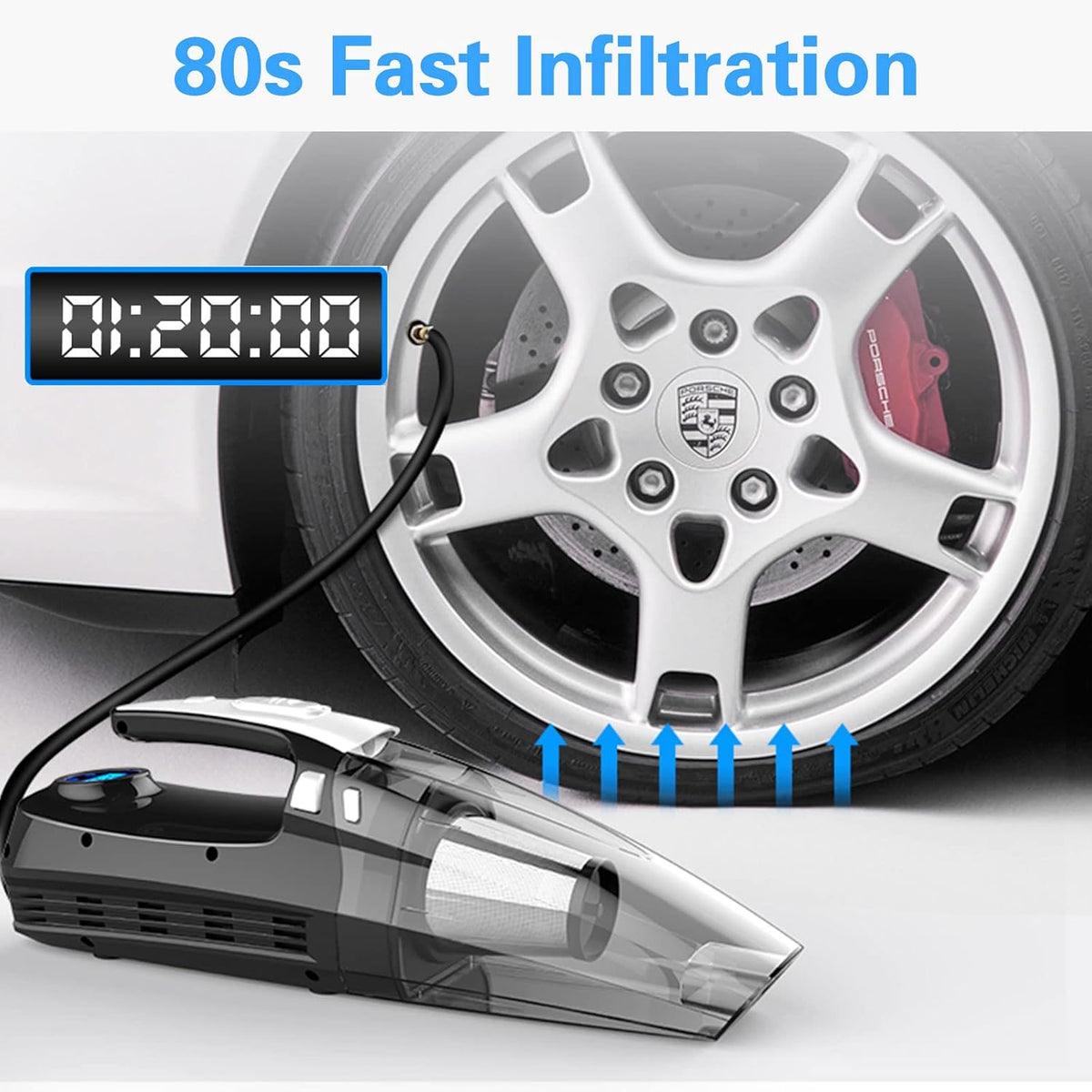 4-in-1 Cordless Handheld Car Vacuum with LED Light, Pack of 2 Q7402