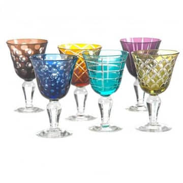 Wine Glass Set with Cut Multicolour R331