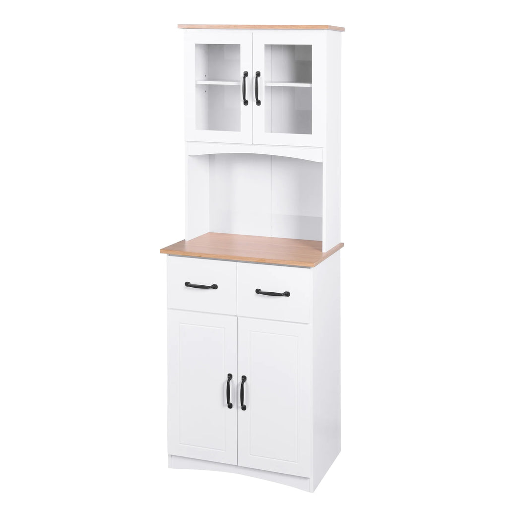 White Tall Wooden Kitchen Cabinet with 2 Drawers I11376