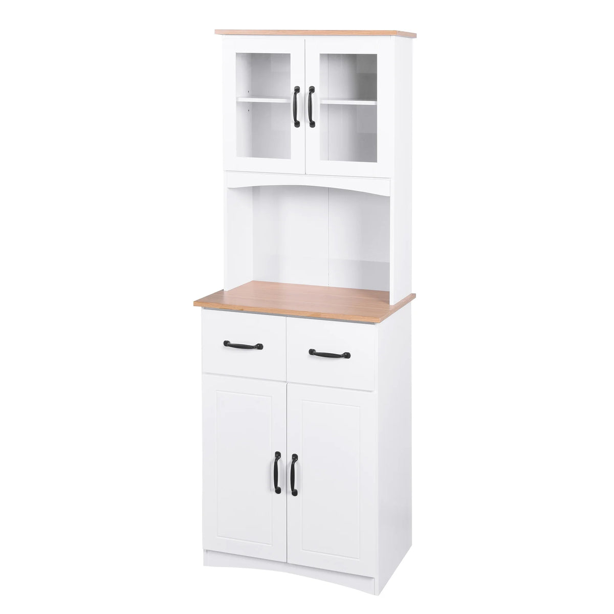 White Tall Wooden Kitchen Cabinet with 2 Drawers I11376