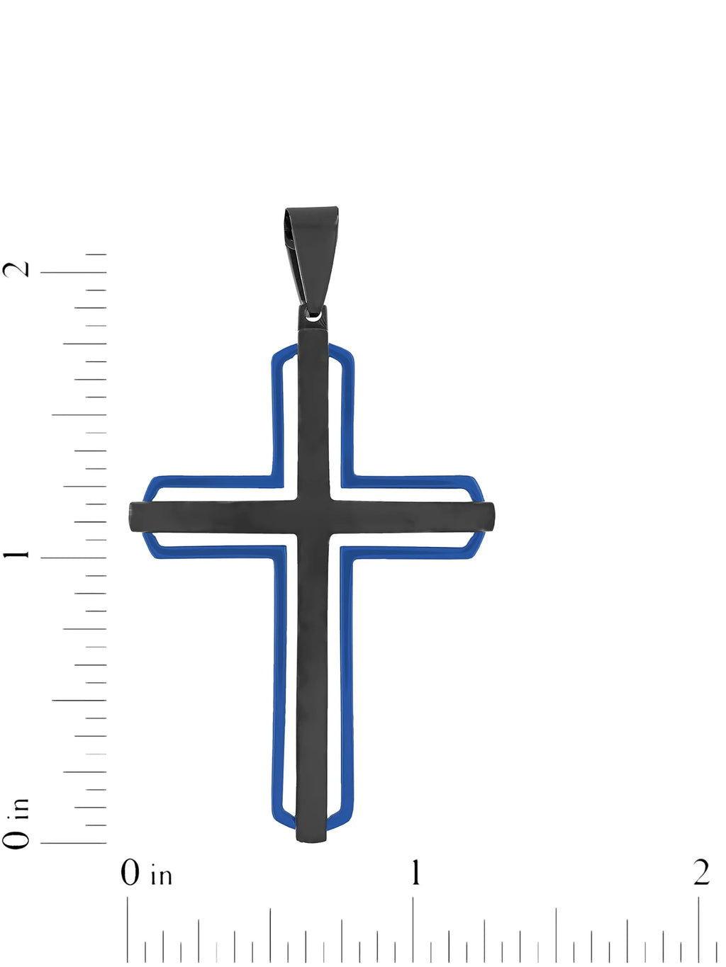 Stainless Steel Black & Blue Cross Pendant Necklace Q4423