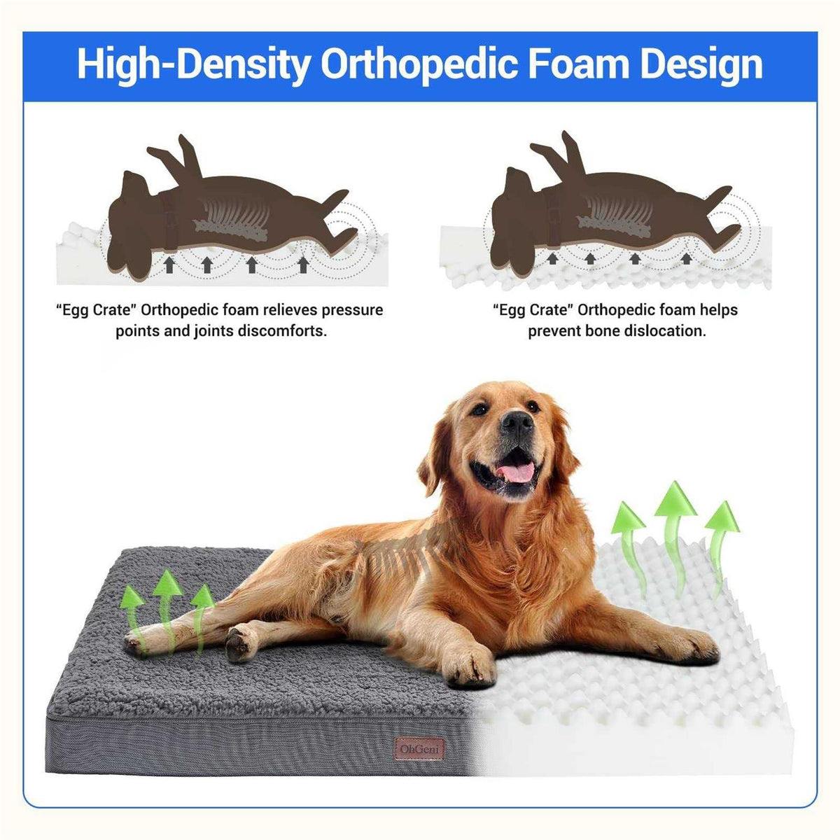 Orthopedic Dog Bed with Egg Foam and Non-Slip Bottom A2739