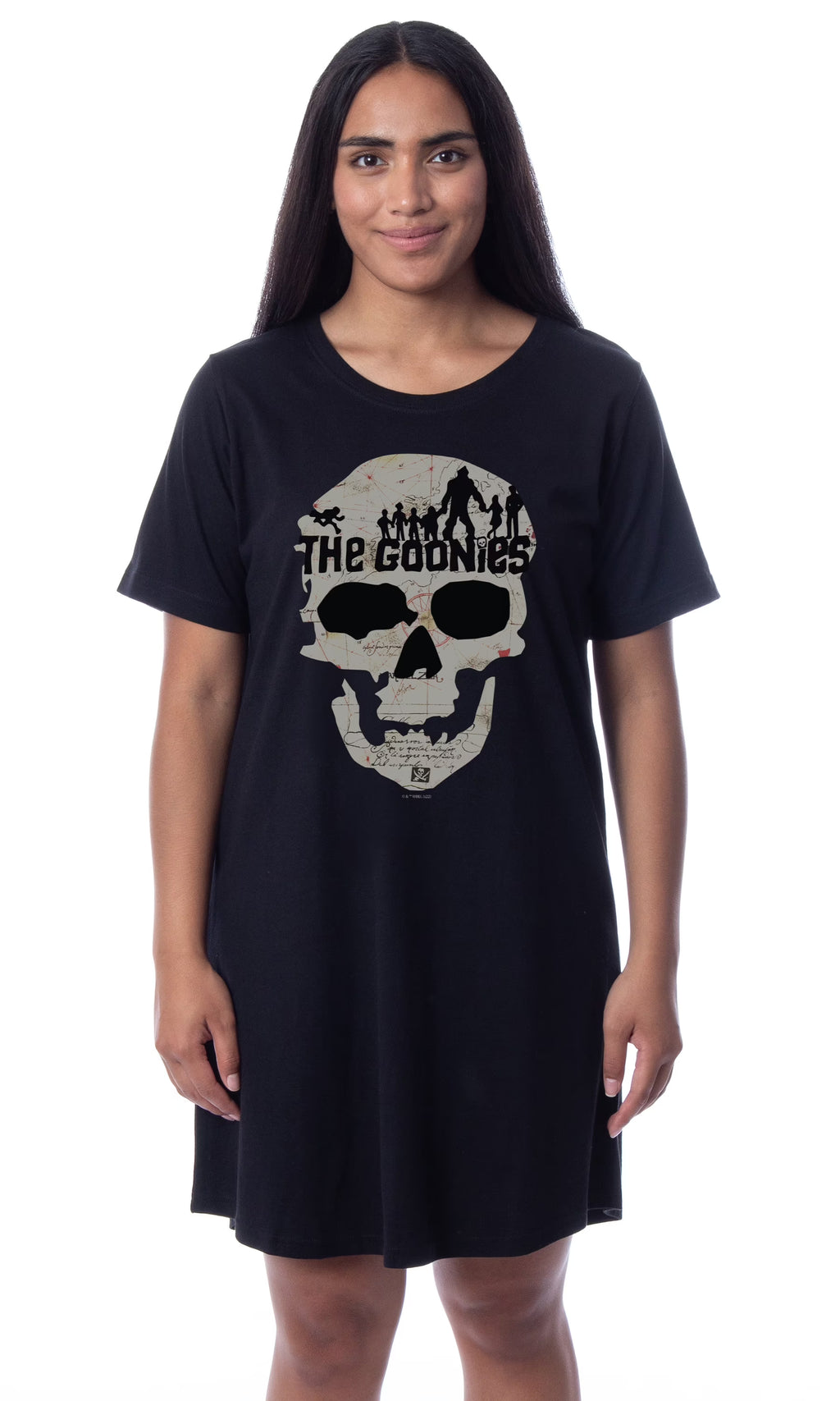 Skull Map Nightgown Sleep Pajama Shirt T68769