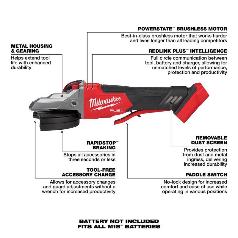18-Volt Lithium-Ion Brushless Cordless 5 in. Flathead Braking Grinder R5195