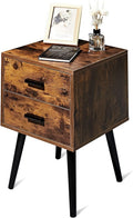 Rustic Brown Wooden Night Stand with 2 Drawers R379