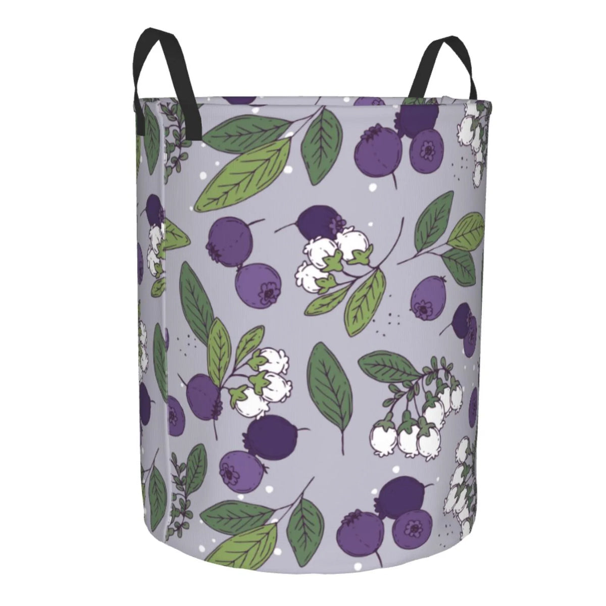 Blueberry Fruit Flower Art Pattern Collapsible Laundry Basket with Handles C978