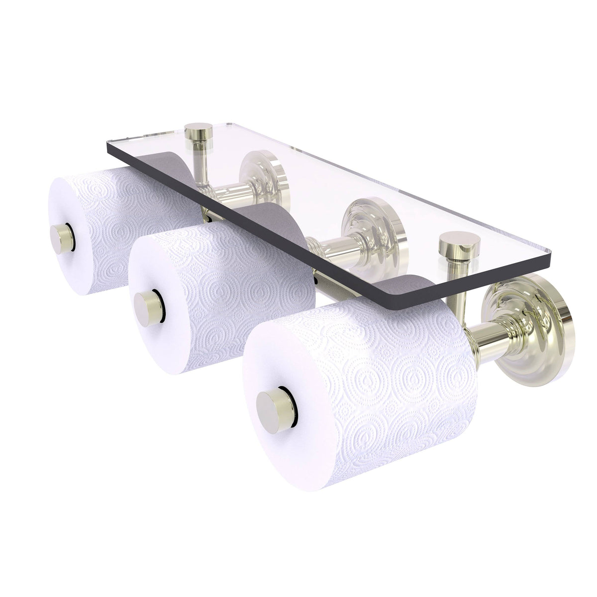 Polished Nickel Wall Mount Toilet Paper Holder with Glass Shelf P957052