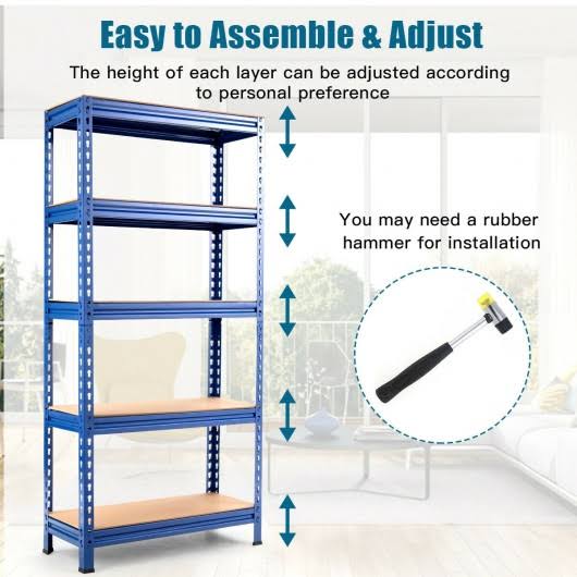 Blue 5-Tier Steel Heavy Duty Storage Shelving Unit V58218