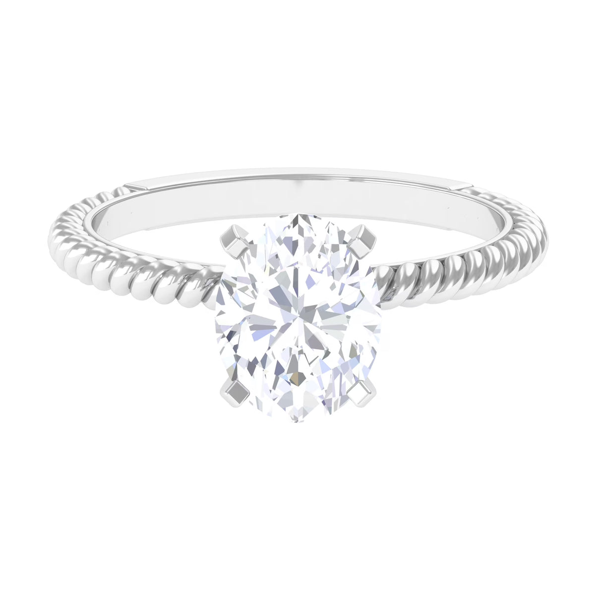 Oval Zircon Solitaire Engagement Ring, 925 Sterling Silver, 8X10 mm I3832