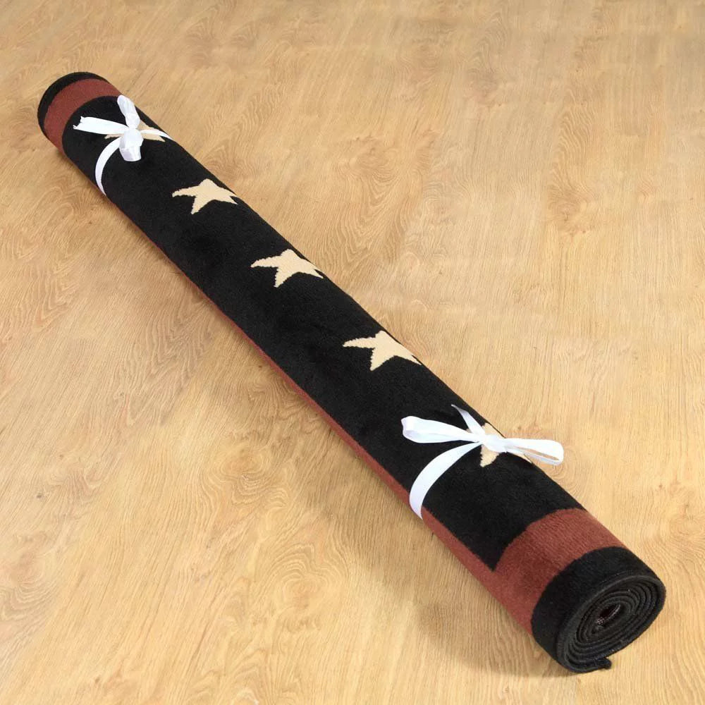Black 2 ft. x 8 ft. Western Star Area Rug V609