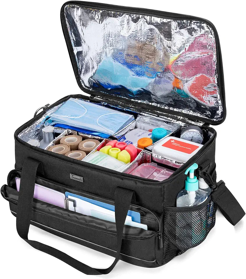 Black Insulated Medical Bag with Adjustable Dividers Z65185
