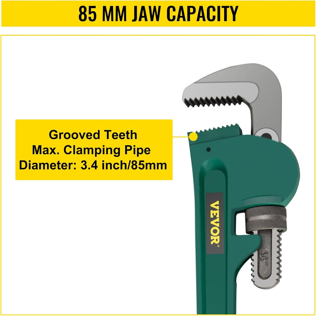 36-Inch Aluminum Straight Pipe Wrench Adjustable Heavy Duty 5” Jaw Capacity Pack of 2 J20458