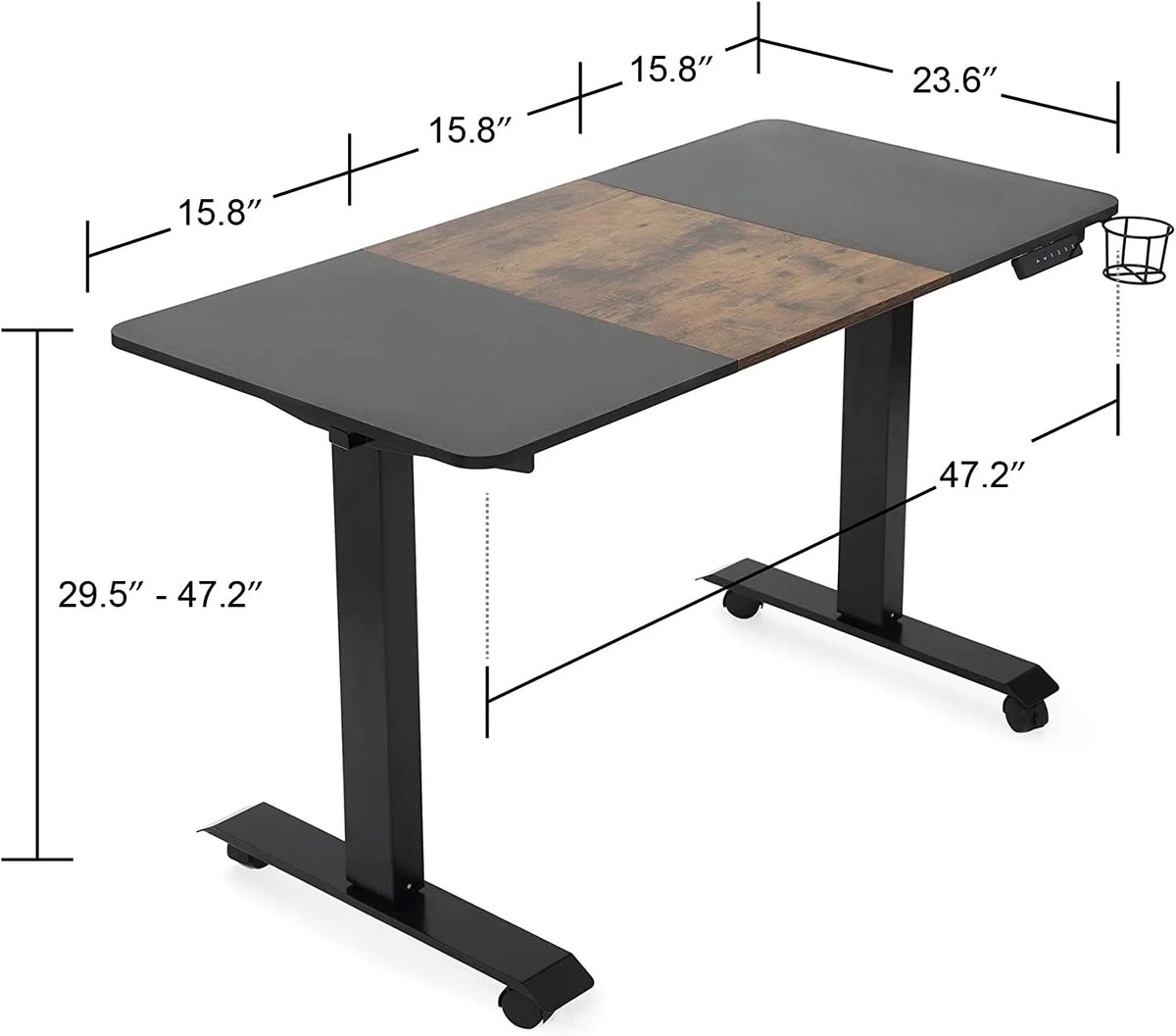 Height Adjustable Electric Standing Desk 48 x 24 Inches Vintage Brown R299192