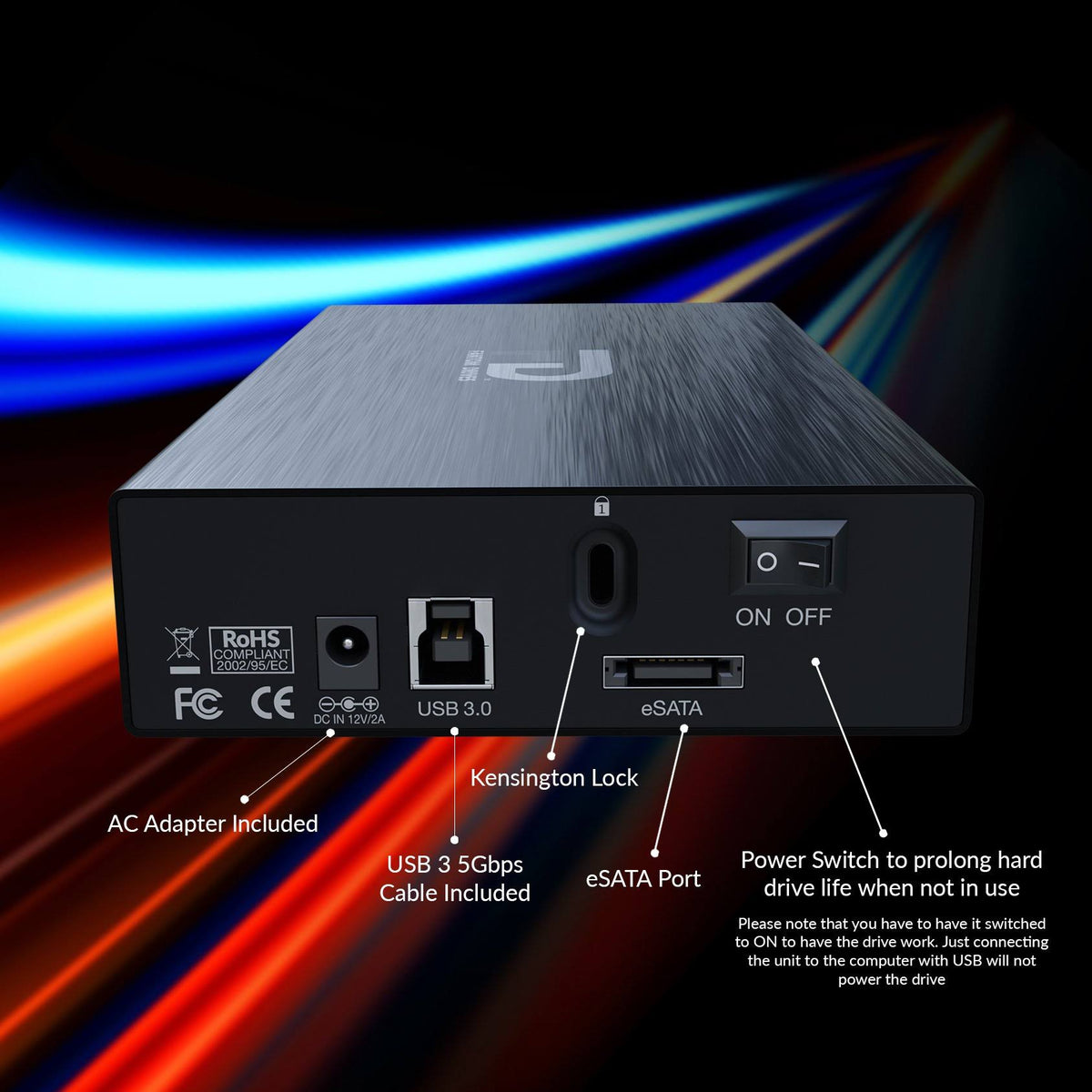 10TB 7200RPM USB3.0/eSATA Aluminum External Hard Drive G390