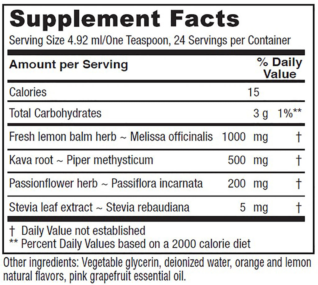 Daily Calm Tonic Liquid Supplement, Lemon Balm, Kava Kava and Passion Flower, Alcohol Free, Vegan, 4 Ounce R680